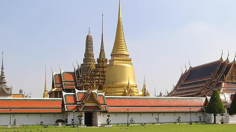 The Grand Palace and Bangkok skyline along the Chao Phraya river